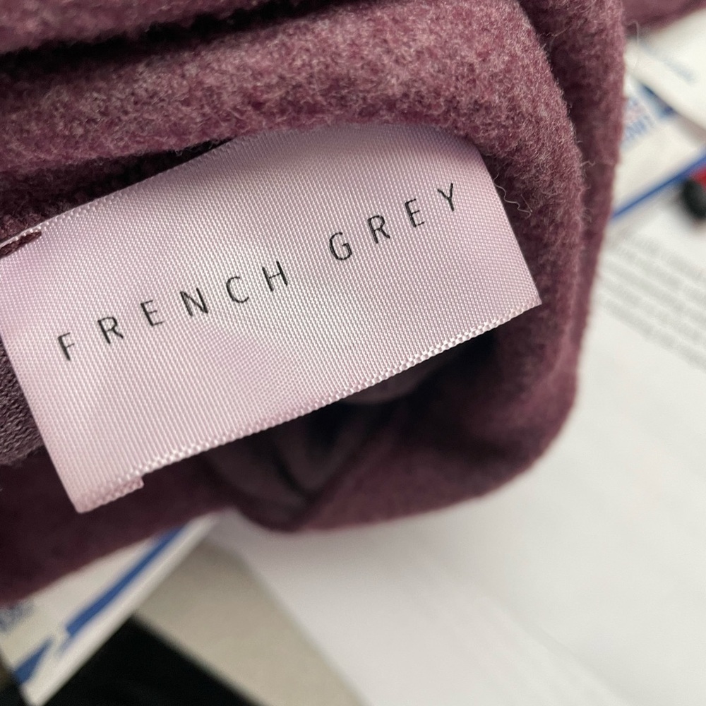 French Grey Women’s Burgundy Anita Sweater Dress with Asymmetrical Cowl Neckline - Picture 3 of 11